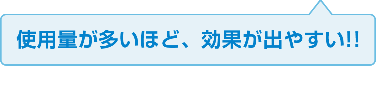 使用量が多いほど、効果が出やすい!!